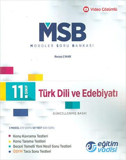 Eğitim Vadisi 11.Sınıf Türk Dili ve Edebiyatı Güncel MSB Modüler Soru Bankası | Eğitim Vadisi Yayınları