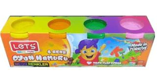 Lets 4 Renk Neon Oyun Hamuru 460 Gr - L8440N | Lets - Resim 1