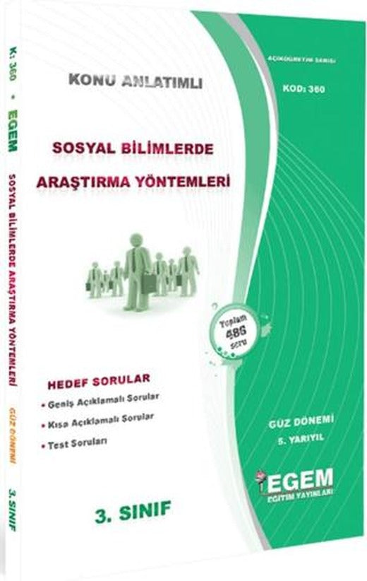 Sosyal Bilimlerde Araştırma Yöntemleri Konu Anlatımlı Soru Bankası-güz Dönemi (5. Yarıyıl) (360) | Egem Eğitim Yayınları (Ciltsiz)