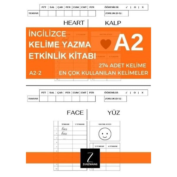 İngilizce Kelime Yazma Etkinlik Kitabı A2 - 2 En Çok Kullanılan Kelimeler | Zugzwang (İnce Kapak)