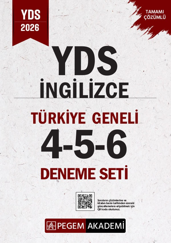 2026 YDS İngilizce Tamamı Çözümlü Türkiye Geneli 4-5-6 (3'lü Deneme Seti)