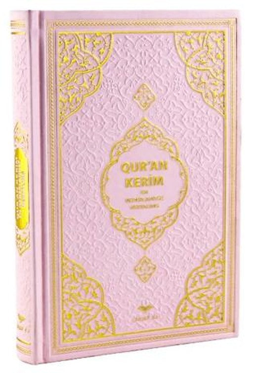 Orta Boy Medine Hatlı Flemenkçe Tepe Varaklı Termo Deri Kuran-ı Kerim Meali Pembe (13678) | Furkan Neşriyat (Ciltli)