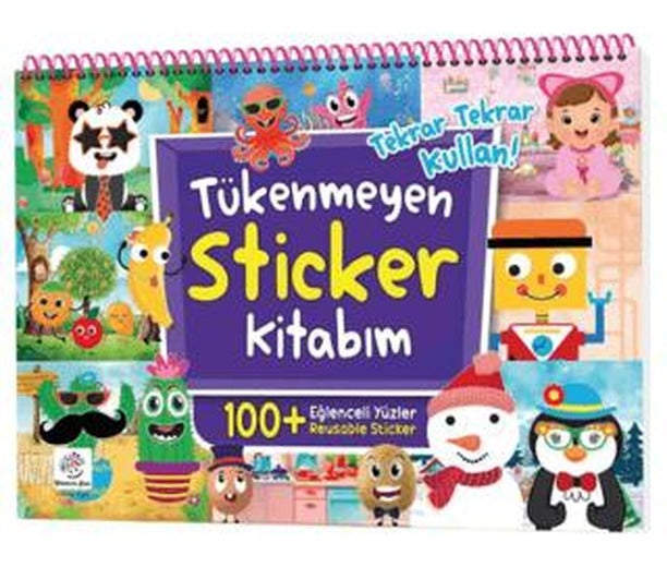 Tükenmeyen Sticker Kitabım - Eğlenceli Yüzler (100+ Tekrar Tekrar Kullanılabilen Sticker)