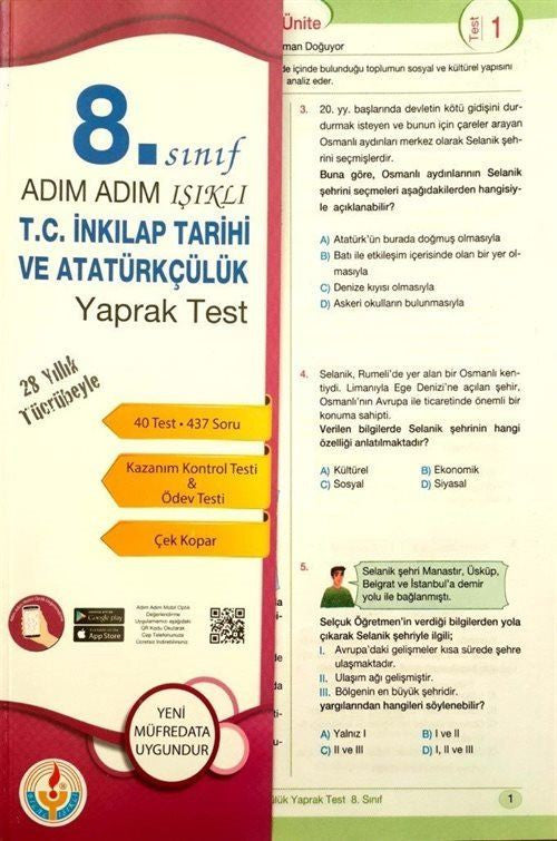 8. Sınıf Adım Adım Işıklı T. C. İnkılap Tarihi ve Atatürkçülük Yaprak Test kitap kapağı