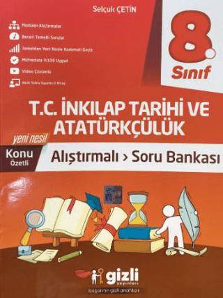 Gizli Yayınları 8. Sınıf İnkılap Tarihi ve Atatürkçülük Alıştırmalı Soru Bankası - Selçuk Çetin kitap kapağı