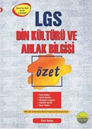 Pano Yayınevi 8. Sınıf LGS Din Kültürü ve Ahlak Bilgisi Özet Pano Yayınları - Ümit Kahya kitap kapağı