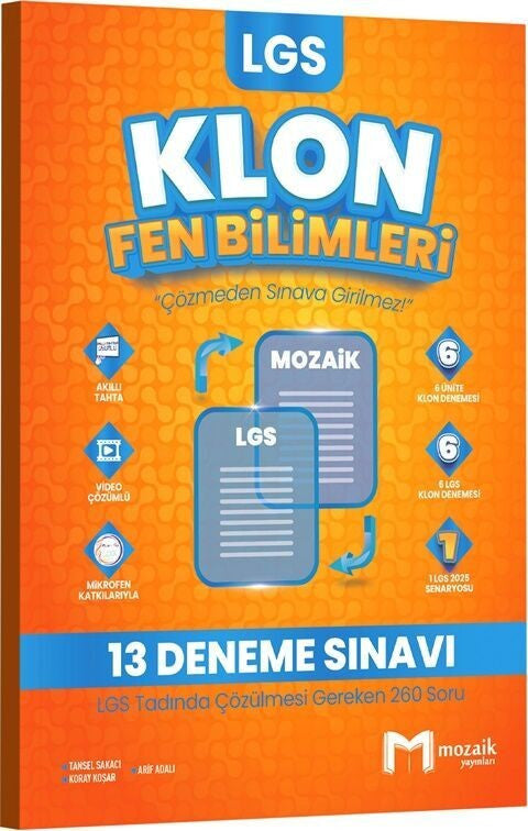 8. Sınıf LGS Fen Bilimleri Klon 13 Deneme Mozaik Yayınları kitap kapağı