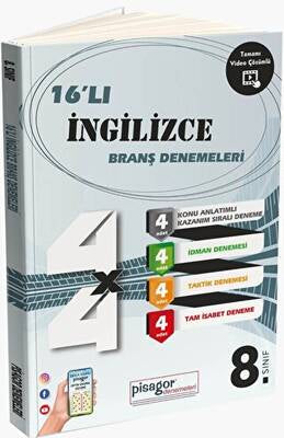 8. Sınıf Pisagor İngilizce 16'lı Branş Denemeleri - Kolektif kitap kapağı