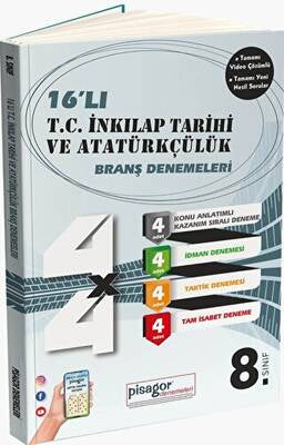 8. Sınıf Pisagor T.C. İnkılap Tarihi ve Atatürkçülük 16'lı Branş Denemeleri - Kolektif kitap kapağı