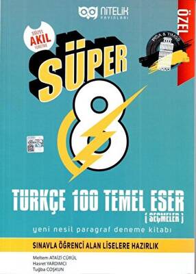 8. Sınıf Süper Türkçe 100 Temel Eser Yeni Nesil Paragraf Deneme Kitabı - Hasret Yardımcı kitap kapağı