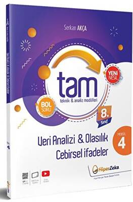 8. Sınıf TAM Matematik 4 - Veri Analizi, Olasılık, Cebirsel İfadeler - Serkan Akça kitap kapağı