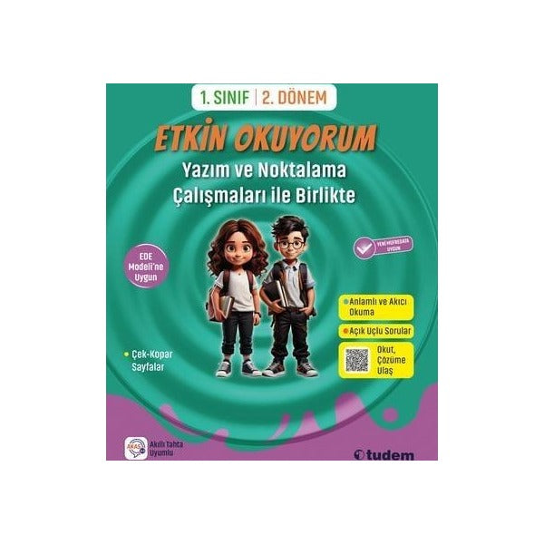 1. Sınıf Etkin Okuyorum - Yazım ve Noktalama Çalışmaları İle Birlikte | Tudem Yayınları - Ders Kitapları (İnce Kapak)