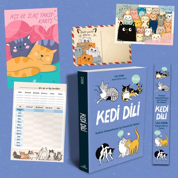 Kedi Dili - Özel Set - Aşı Takip Kartı - Kartpostal ve Ayraç İlaveli | Nesnel Yayınları (İnce Kapak)