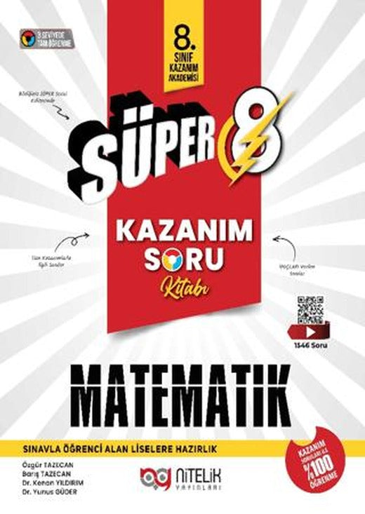 Süper 8 Matematik Kazanım Soru Kitabı | Nitelik Yayınları (Ciltsiz)