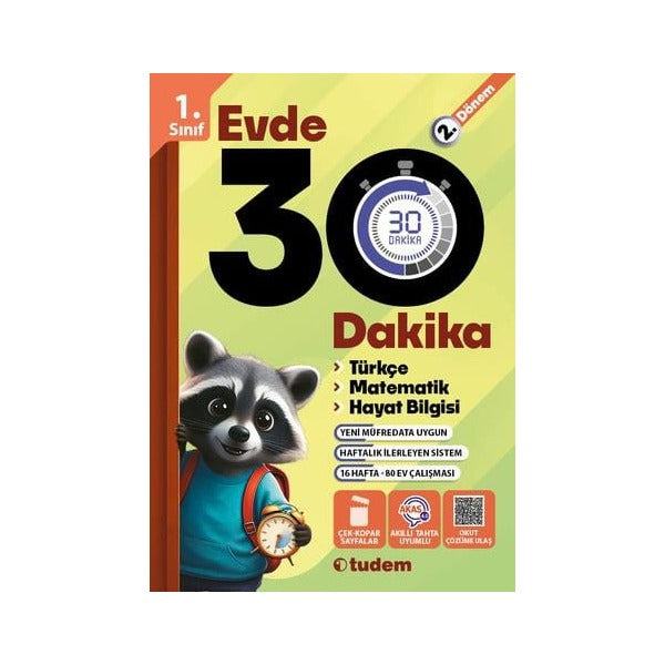1. Sınıf 2. Dönem Evde 30 Dakika | Tudem Yayınları - Ders Kitapları (İnce Kapak)