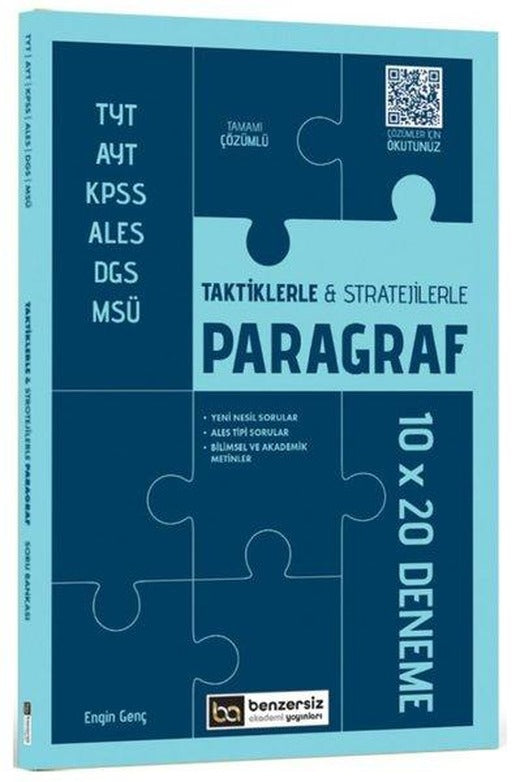TYT AYT KPSS ALES DGS MSÜ Taktiklerle ve Stratejilerle Paragraf 10 x 20 Deneme | Benzersiz Akademi Yayınları (İnce Kapak)