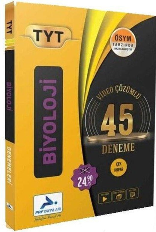 TYT Biyoloji Video Çözümlü 45 Deneme | PRF Paraf Yayınları (İnce Kapak)