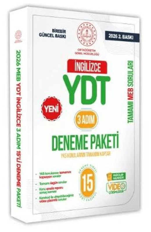 2026 3 Adım YKS-YDT İngilizce MEBİ Özgün Sorular 15li Deneme Kitapçığı Video Çözümlü