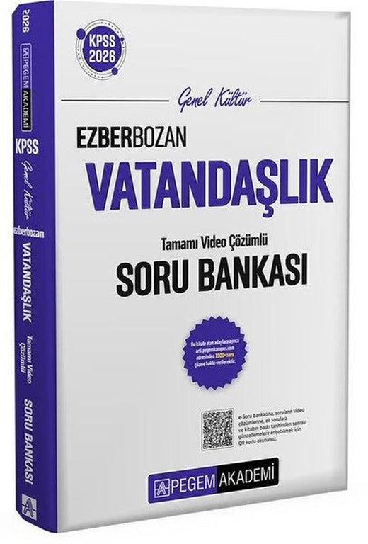 2026 KPSS Genel Yetenek Genel Kültür Ezberbozan Vatandaşlık Tamamı Video Çözümlü Soru Bankası | Pegem Akademi Yayıncılık (İnce Kapak)
