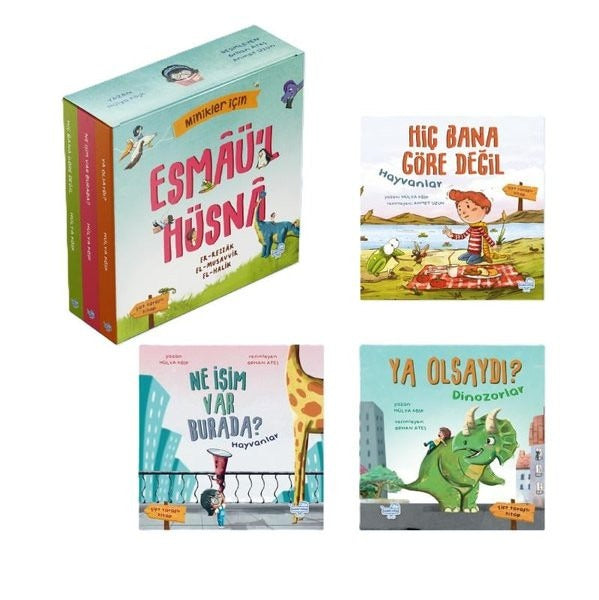 Minikler İçin Esmâü'l Hüsnâ Seti (3 Çift Taraflı Kitap) | Puset Kitap (Ciltli)