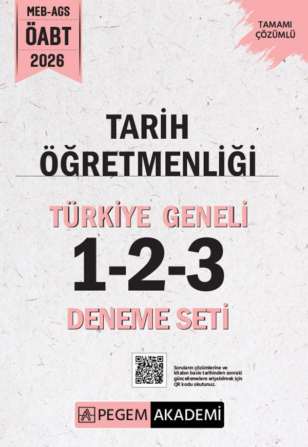 2026 MEB AGS ÖABT Tarih Öğretmenliği Tamamı Çözümlü Türkiye Geneli 1-2-3 (3'lü Deneme Seti) | Pegem Akademi Yayıncılık (Ciltsiz)