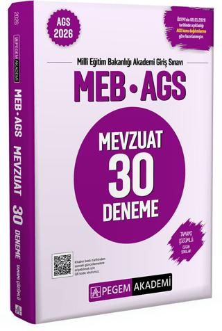 2026 MEB AGS Mevzuat 30 Deneme Tamamı Çözümlü | Pegem Akademi Yayıncılık (Ciltsiz) - Resim 1