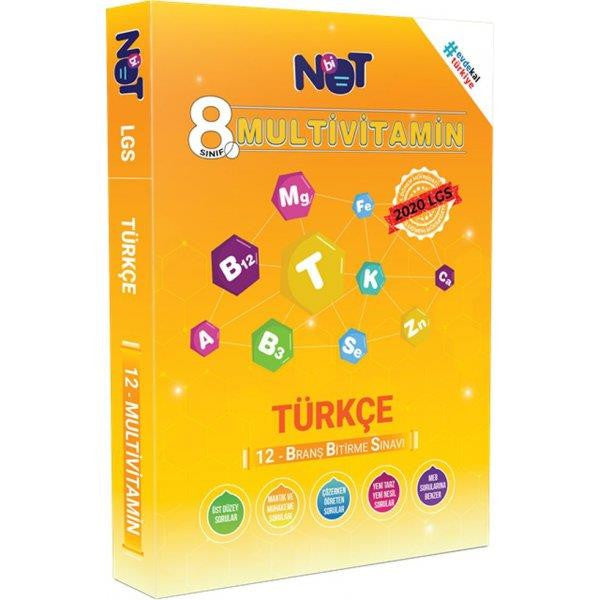 8.Sınıf Türkçe 12 Deneme 1.Dönem Multivitamin - Binot Yayınları - Kolektif kitap kapağı