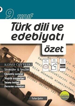 Pano Yayınevi 9. Sınıf Türk Dili ve Edebiyatı Özet - Tufan Şahin kitap kapağı