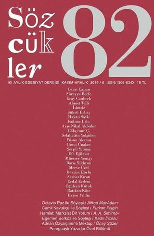 Sözcükler Dergisi Sayı: 82 Kasım - Aralık 2019 | Sözcükler Yayınları (Ciltsiz)