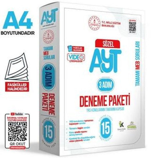2025 3 Adım YKS-AYT Sözel MEBİ Özgün Sorular 15li Deneme Fasikül Paketi Video Çözümlü