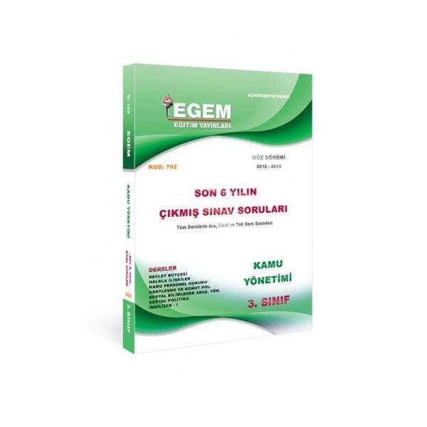 3. Sınıf 5. Yarıyıl Kamu Yönetimi Son 6 Yılın Çıkmış Sorular (Kod 702)