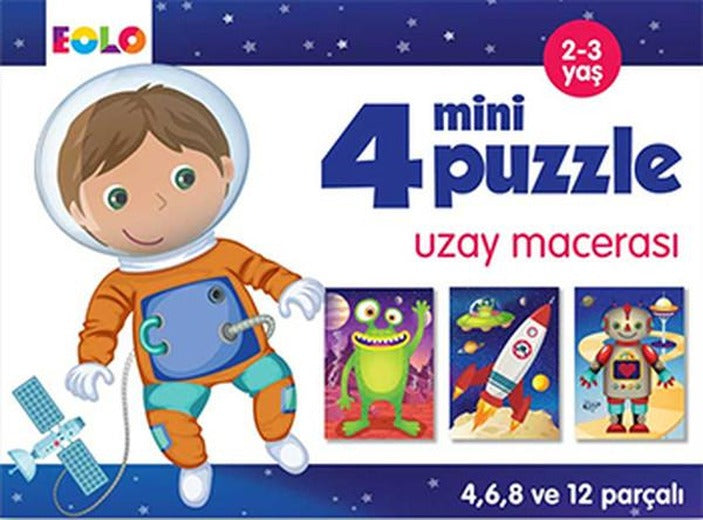 4 Mini Puzzle - Uzay Macerası | Eolo (İnce Kapak)