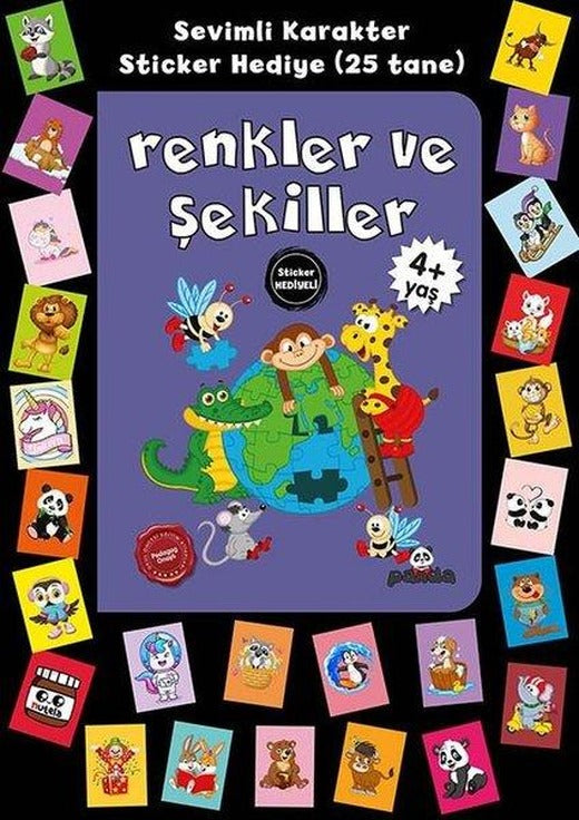 Renkler ve Şekiller - Stickerli 4+Yaş | Panda (İnce Kapak)