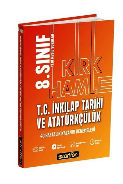 8. Sınıf İnkılap Tarihi 40 Deneme Haftalık Kazanım Denemeleri | Startfen Yayınları (İnce Kapak)