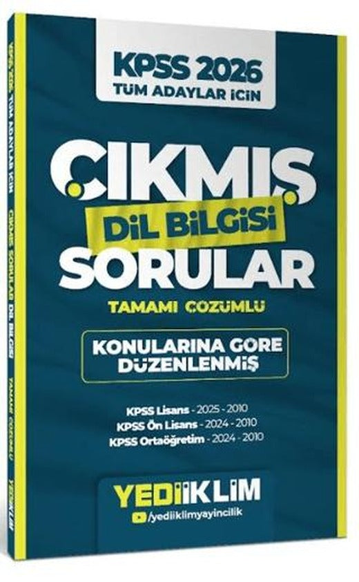 2026 KPSS Tüm Adaylar İçin Dil Bilgisi Tamamı Çözümlü Çıkmış Sorular Konularına Göre Düzenlenmiş