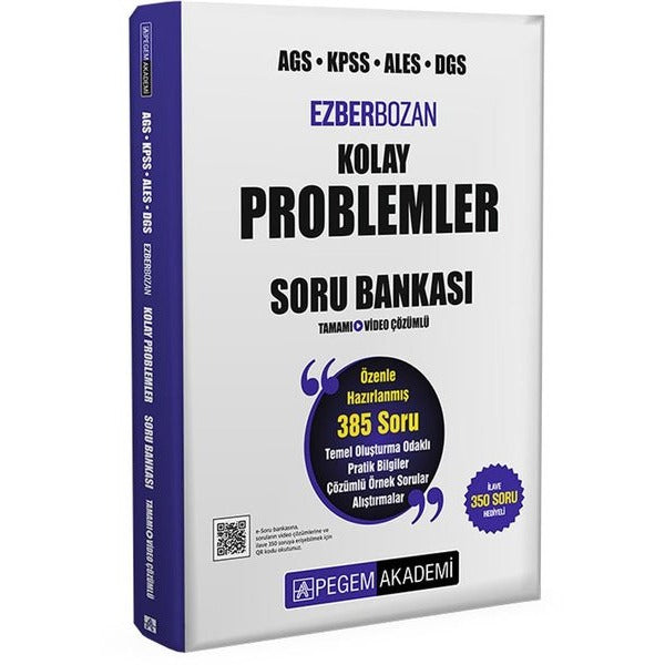 AGS - KPSS - ALES - DGS Ezberbozan Kolay Problemler Tamamı Video Çözümlü Soru Bankası | Pegem Akademi Yayıncılık (İnce Kapak)
