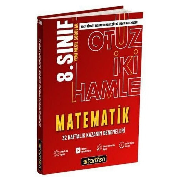 8. Sınıf Matematik 32 Hamle Kazanım Denemeleri | Startfen Yayınları (İnce Kapak)