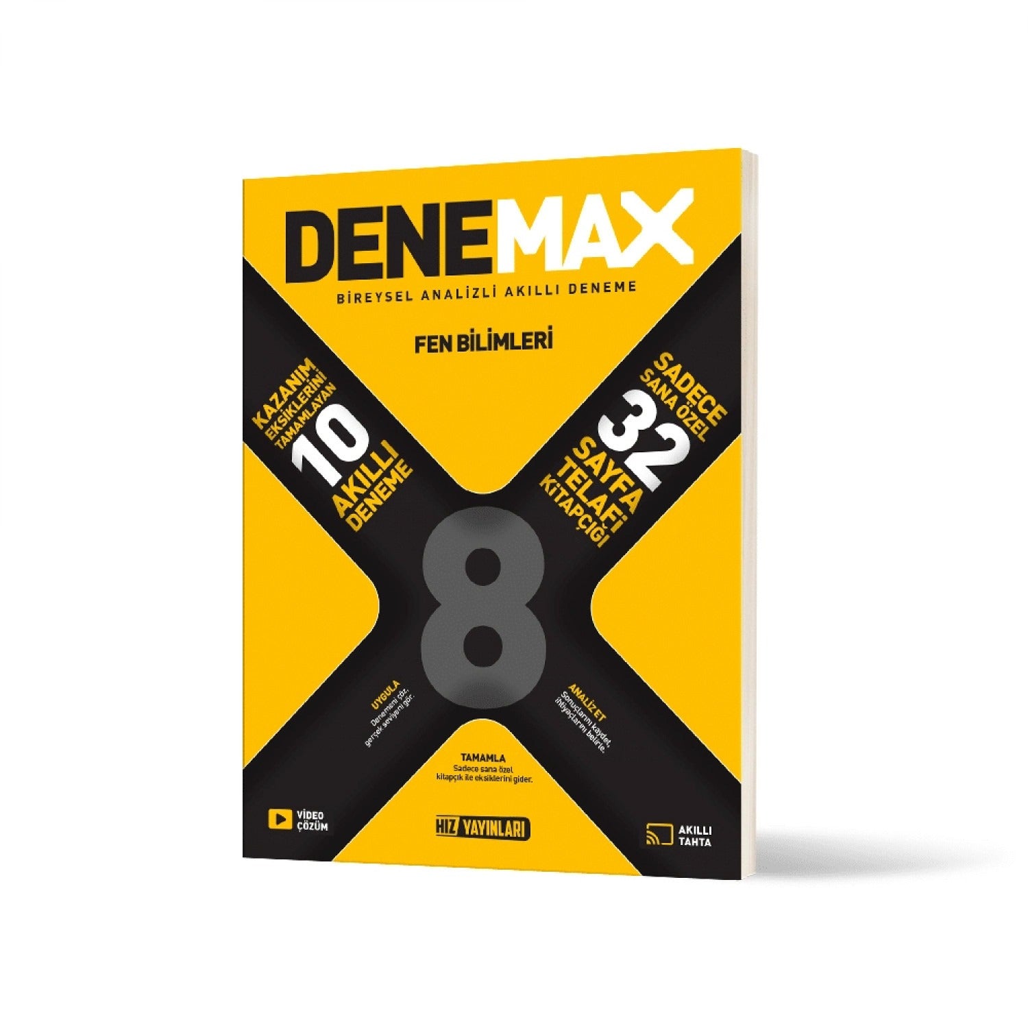 Denemax 8. Sınıf Fen Bilimleri 10'Lu Akıllı Deneme | Hız Yayınları (İnce Kapak)