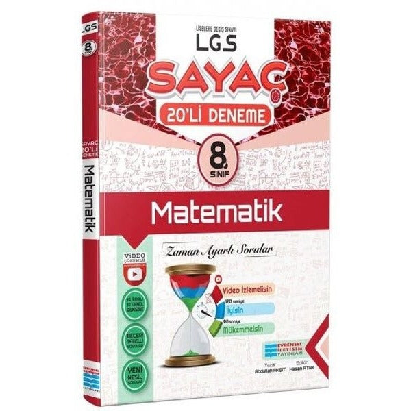 8. Sınıf LGS Matematik Video Çözümlü 20'li Sayaç Deneme | Evrensel İletişim Yayınları (İnce Kapak)