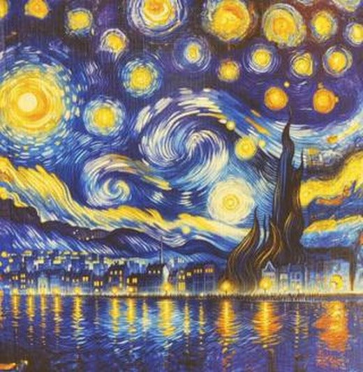 Van Gogh 7 Yıldızlı Gece - Çizgisiz Yan Boyamalı Defter | Vivago Art