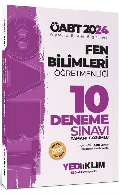 ÖABT Fen Bilimleri Öğretmenliği Tamamı Video Çözümlü 10 Deneme Sınavı | Yediiklim Yayınları (Ciltsiz)