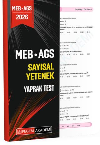 2026 MEB AGS Sayısal Yetenek Yaprak Test | Pegem Akademi Yayıncılık (Ciltsiz) - Resim 1