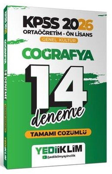 2026 KPSS Ortaöğretim Ön Lisans Genel Kültür Coğrafya Tamamı Çözümlü 14 Deneme | Yediiklim Yayınları (İnce Kapak) - Resim 1