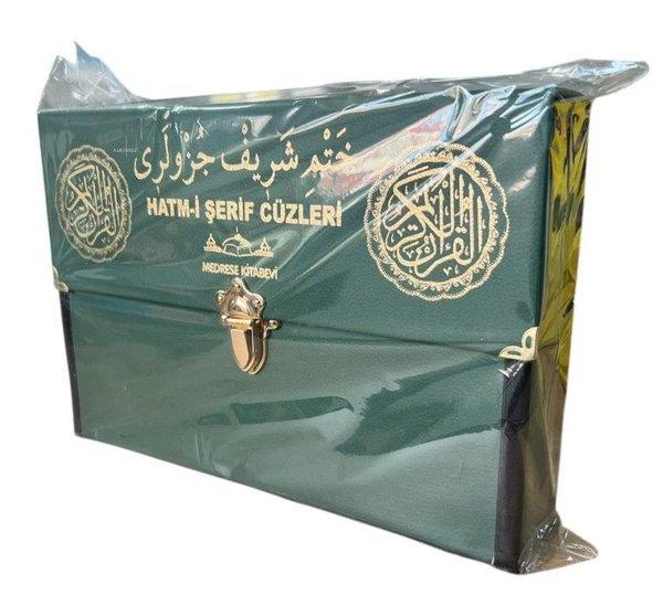 Kur'an-ı Kerim 30 Cüz Hatim Seti Bilgisayar Hatlı Rahle Boy - Çantalı Yeşil Renk Deri Çantalı | Medrese Kitabevi - Afyon (İnce Kapak) - Resim 1