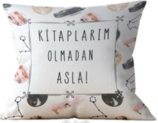Bookstagram Yastık Kılıfı - Kitaplarım Olmadan Asla | Bcoverart - Resim 1