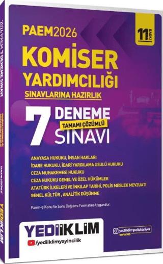 2026 PAEM Komiser Yardımcılığı Sınavlarına Hazırlık Tamamı Çözümlü 7 Deneme | Yediiklim Yayınları (Ciltsiz) - Resim 1