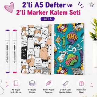 Note The Time 2li A5 Defter + 2li Marker Kalem - 5. Set | Note The Time - Resim 1