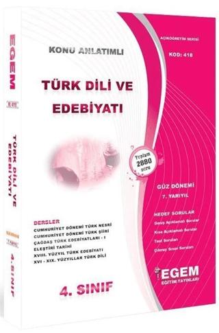 4. Sınıf 7. Yarıyıl Türk Dili ve Edebiyatı Konu Anlatımlı Soru Bankası (Kod 418)