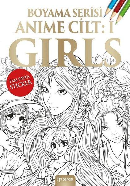 Anime Boyama Cilt 1 - Girls | Teras Kitap (İnce Kapak) - Resim 1