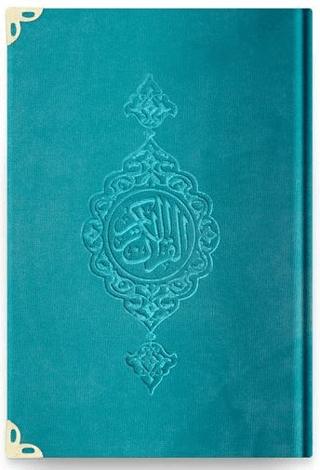 Çanta Boy Kadife Kur'an-ı Kerim (Turkuaz, Yaldızlı, Mühürlü) - 97 Turkuaz | Hayrat Neşriyat (Ciltli) - Resim 1